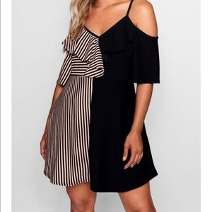 Plus Jamie Stripe Contrast Ruffle Skater Dress